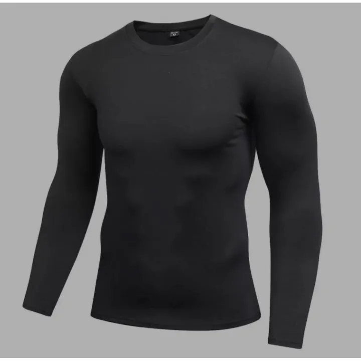 Mens Compression Base Layer Top Long Sleeve Thermal Gym Sports Shirt