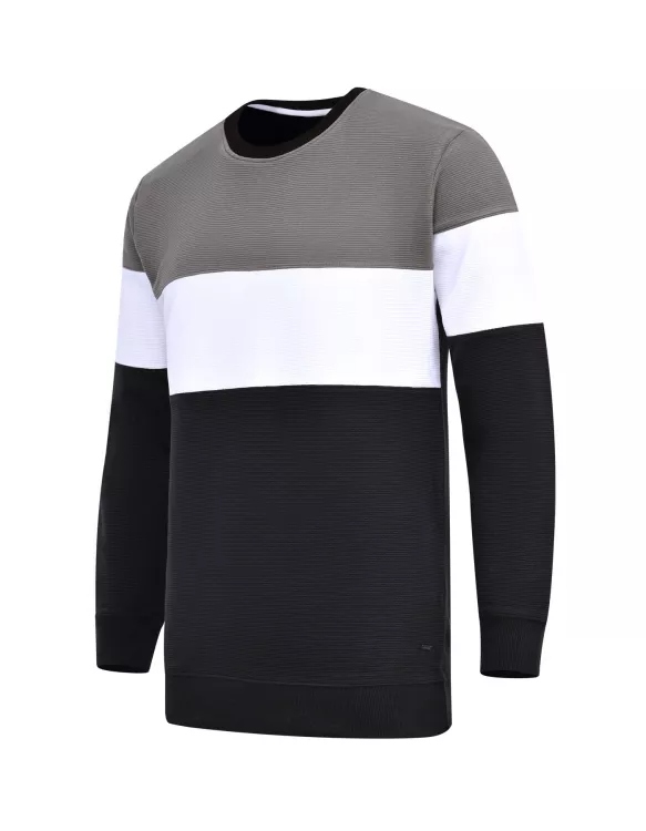 Black Texture Color Block Sweatshirt